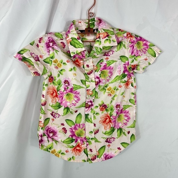 Janie and Jack Other - Janie and Jack purple and pink floral button down size 4